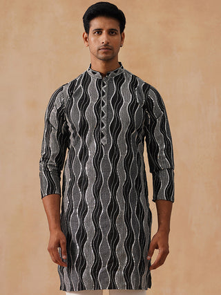 Silk Blend Kurtas with Mirror Work Embroidery