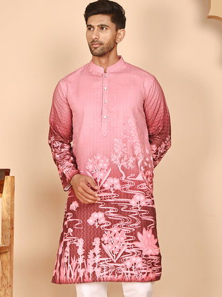 Thread Work & Sequin Embellished Printed Kurtas for Men