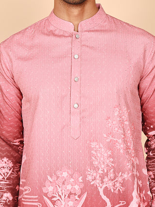 Thread Work & Sequin Embellished Printed Kurtas for Men