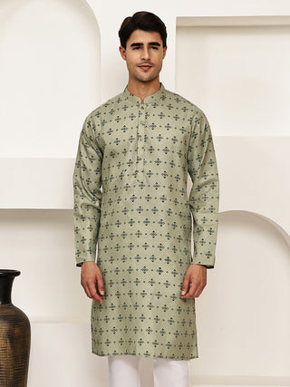 Traditional Floral Printed Kurta for Men