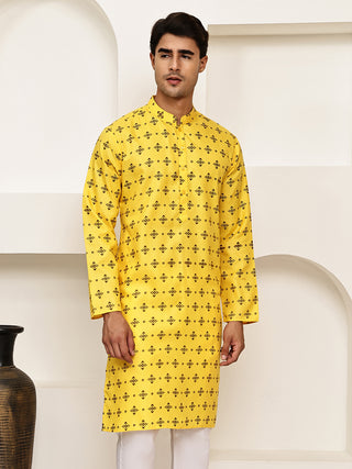 Traditional Floral Printed Kurta for Men