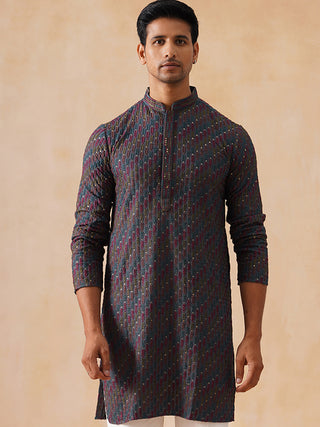 Multicolor Embroidered Viscose Rayon Kurta