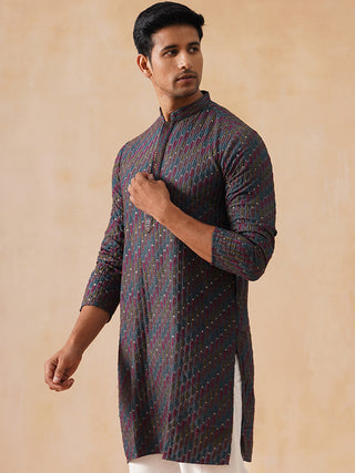 Multicolor Embroidered Viscose Rayon Kurta