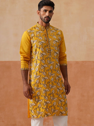 Floral Thread Embroidered Silk Blend Kurtas