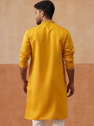 Floral Thread Embroidered Silk Blend Kurtas