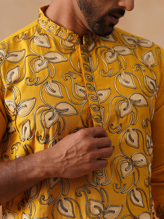 Floral Thread Embroidered Silk Blend Kurtas