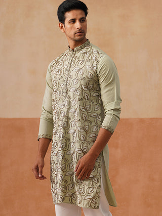 Floral Thread Embroidered Silk Blend Kurtas