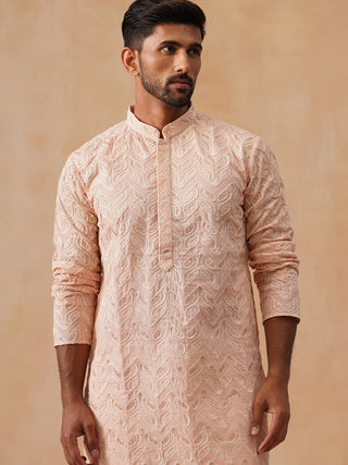 Floral Thread Embroidered Silk Blend Kurtas