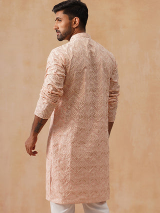 Floral Thread Embroidered Silk Blend Kurtas