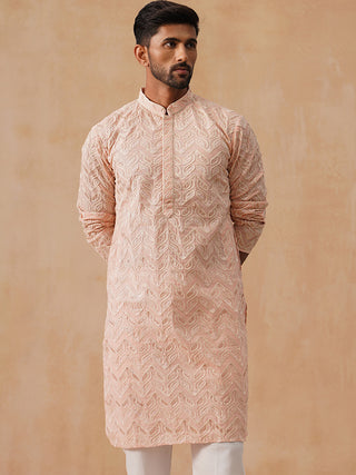 Floral Thread Embroidered Silk Blend Kurtas