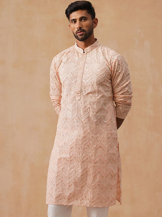 Floral Thread Embroidered Silk Blend Kurtas