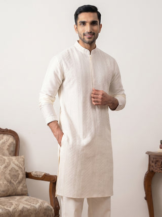 Embroidered Silk Blend Kurta for Men