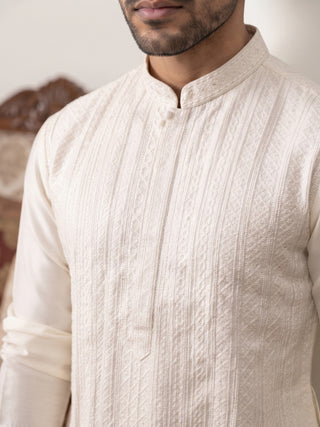 Embroidered Silk Blend Kurta for Men