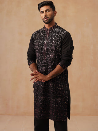 Men's Silk Blend Embroidered Kurtas