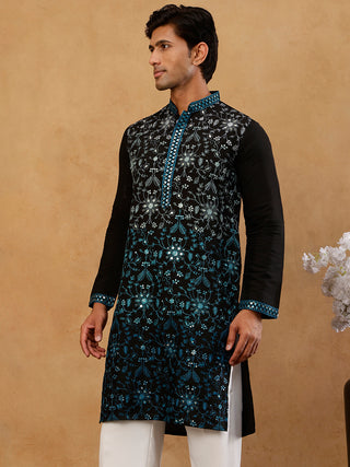 Men’s Silk Blend Embroidered Kurta