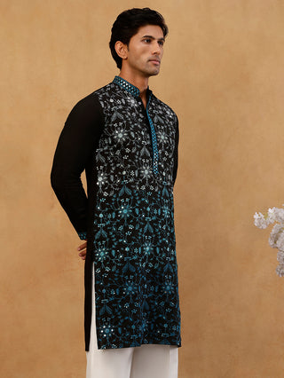 Men’s Silk Blend Embroidered Kurta