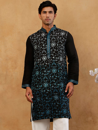 Men’s Silk Blend Embroidered Kurta