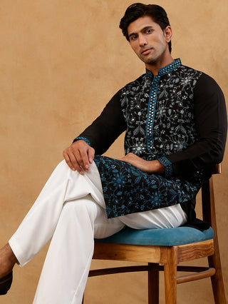 Men’s Silk Blend Embroidered Kurta