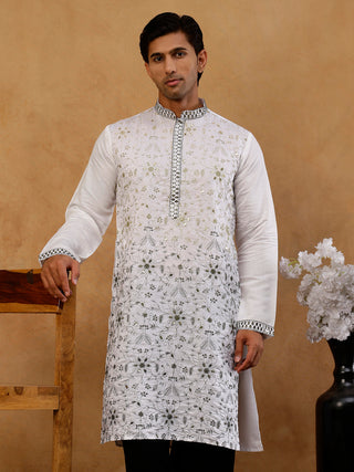 Men’s Silk Blend Embroidered Kurta