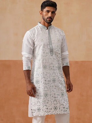 Men's Silk Blend Embroidered Kurtas