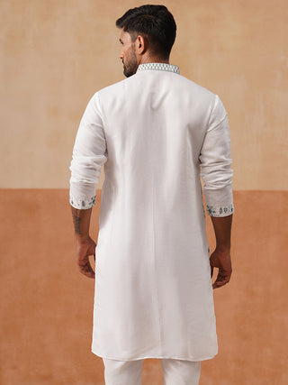 Men's Silk Blend Embroidered Kurtas