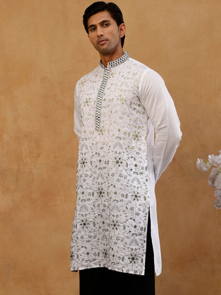 Men’s Silk Blend Embroidered Kurta