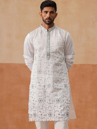 Men's Silk Blend Embroidered Kurtas