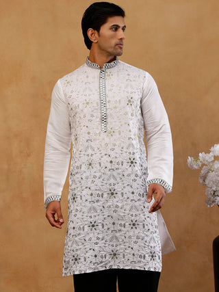 Men’s Silk Blend Embroidered Kurta