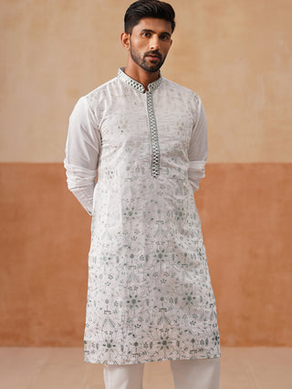 Men's Silk Blend Embroidered Kurtas