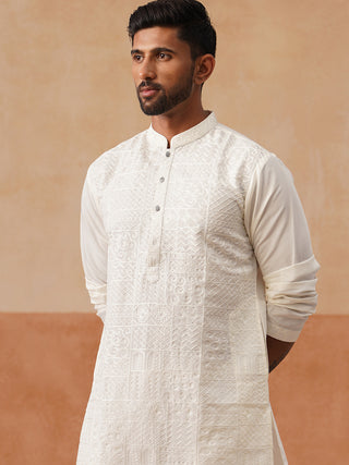 Men’s Silk Blend Embroidered Kurtas