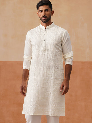 Men’s Silk Blend Embroidered Kurtas