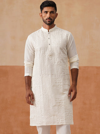 Men’s Silk Blend Embroidered Kurtas