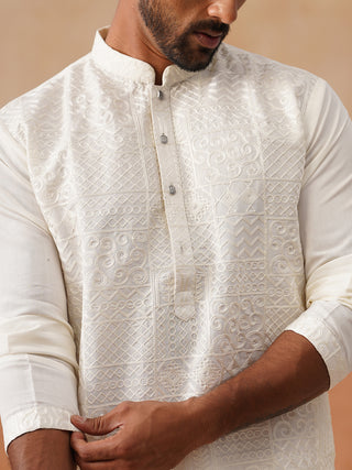 Men’s Silk Blend Embroidered Kurtas