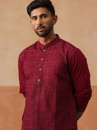 Men’s Silk Blend Embroidered Kurtas