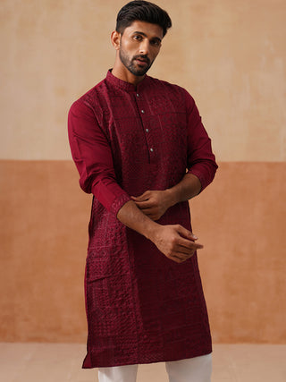Men’s Silk Blend Embroidered Kurtas