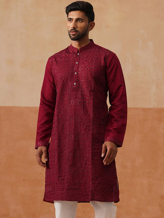 Men’s Silk Blend Embroidered Kurtas