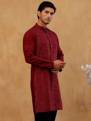 Men’s Silk Blend Embroidered Kurta