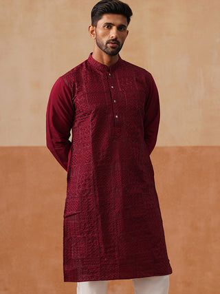 Men’s Silk Blend Embroidered Kurtas