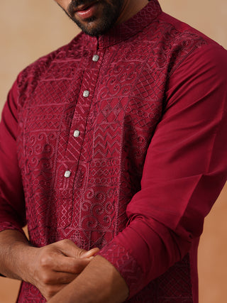 Men’s Silk Blend Embroidered Kurtas