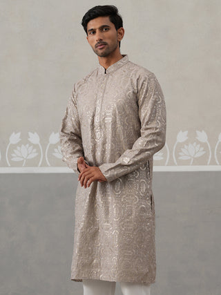 Silk Blend Designer Embroidered Kurta