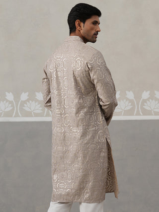 Silk Blend Designer Embroidered Kurta