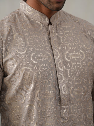 Silk Blend Designer Embroidered Kurta