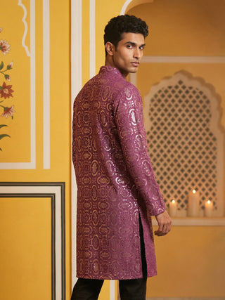 Silk Blend Designer Embroidered Kurta
