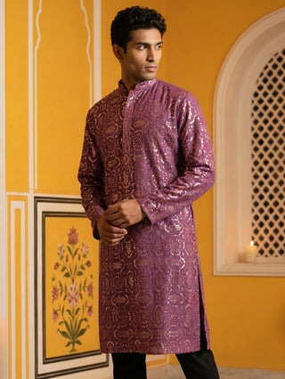 Silk Blend Designer Embroidered Kurta