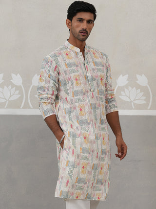 Printed and Emrbroidered Kurta