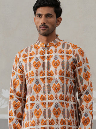 Silk Blend Woven Design Kurta