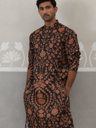 Floral Printed Cotton Kurta for Men