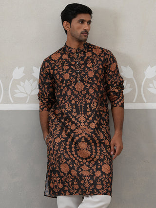 Floral Printed Cotton Kurta for Men