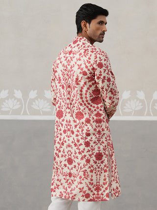 Floral Printed Cotton Kurta for Men