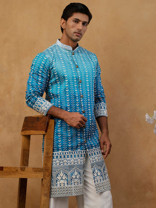 Designer Embroidery Silk Blend Kurta for Men